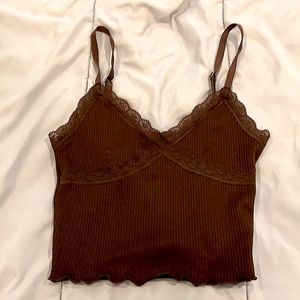 Brown lace crop top